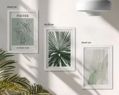 Moderne billedsæt plantemønstre i grønne og beige nuancer