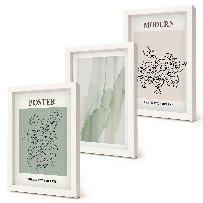 Pakke med billeder og rammer Blomster i en vase i moderne og minimalistisk stil