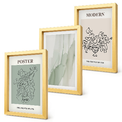 Pakke med billeder og rammer Blomster i en vase i moderne og minimalistisk stil