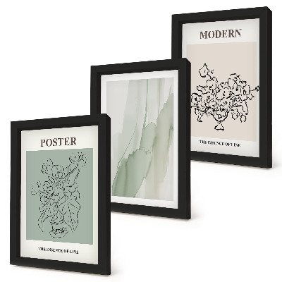 Pakke med billeder og rammer Blomster i en vase i moderne og minimalistisk stil
