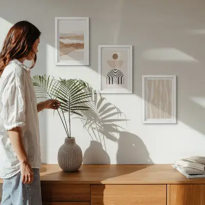 Moderne billedsæt med abstrakt landskab og naturlige former og geometri