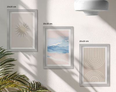 Billedvæg Sol, bølger og abstrakte linjer i pastelfarver