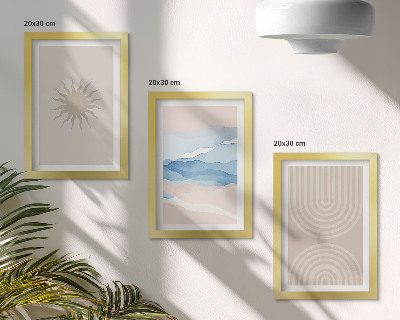 Billedvæg Sol, bølger og abstrakte linjer i pastelfarver