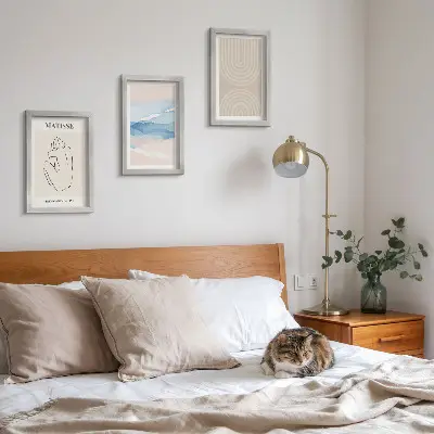 Moderne billedsæt med linjer og bølger i minimalistiske pastelfarver
