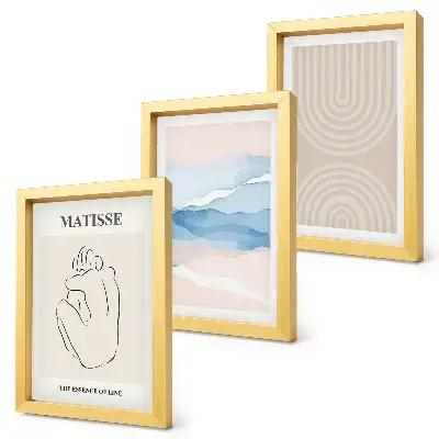 Moderne billedsæt med linjer og bølger i minimalistiske pastelfarver