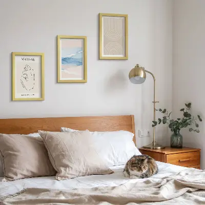 Moderne billedsæt med linjer og bølger i minimalistiske pastelfarver