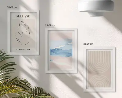 Moderne billedsæt med linjer og bølger i minimalistiske pastelfarver