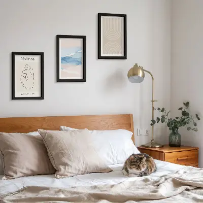 Moderne billedsæt med linjer og bølger i minimalistiske pastelfarver