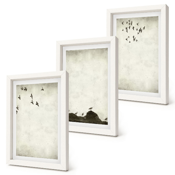 Moderne billedsæt Flyvende flok fugle i minimalistisk stil