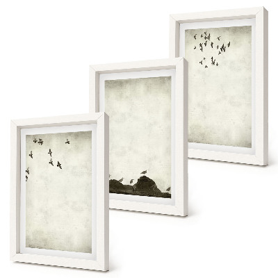 Moderne billedsæt Flyvende flok fugle i minimalistisk stil