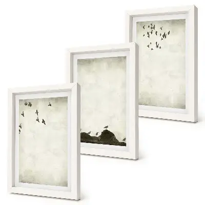 Flyvende flok fugle i minimalistisk stil moderne billedsæt