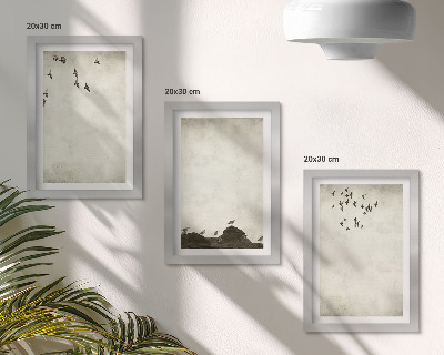Moderne billedsæt Flyvende flok fugle i minimalistisk stil