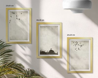Moderne billedsæt Flyvende flok fugle i minimalistisk stil
