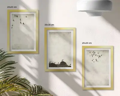 Flyvende flok fugle i minimalistisk stil moderne billedsæt
