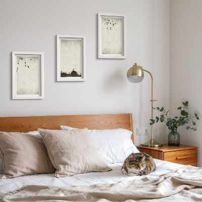 Moderne billedsæt Flyvende flok fugle i minimalistisk stil
