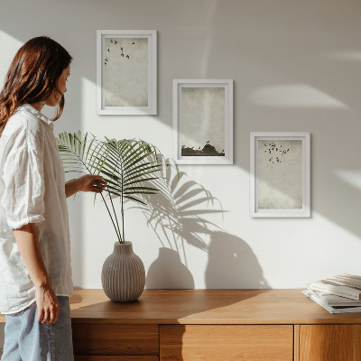 Moderne billedsæt Flyvende flok fugle i minimalistisk stil