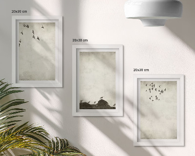 Moderne billedsæt Flyvende flok fugle i minimalistisk stil