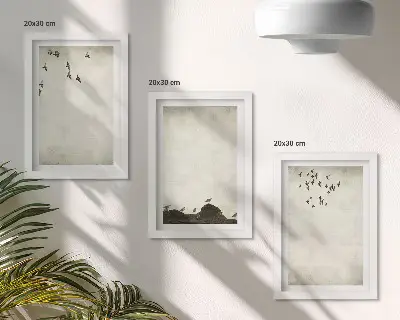 Flyvende flok fugle i minimalistisk stil moderne billedsæt