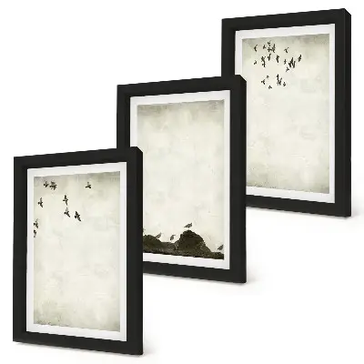 Flyvende flok fugle i minimalistisk stil moderne billedsæt
