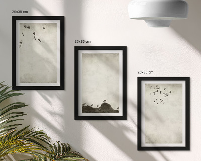 Moderne billedsæt Flyvende flok fugle i minimalistisk stil