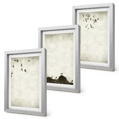 Moderne billedsæt Flyvende flok fugle i minimalistisk stil