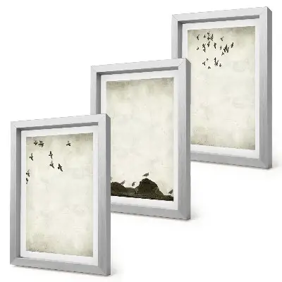 Flyvende flok fugle i minimalistisk stil moderne billedsæt