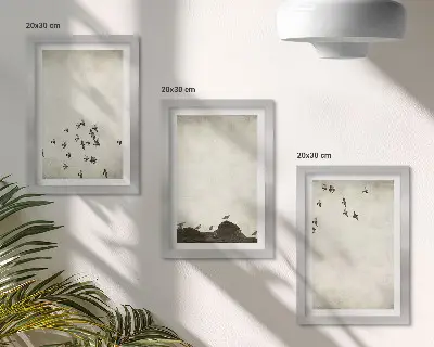 Billeder med rammer minimalistisk kunst med fugle i flugt