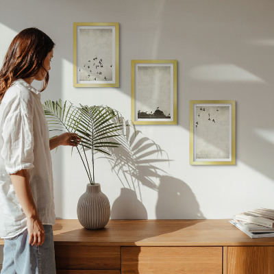 Pakke med billeder og rammer Fugle i flugt malet minimalistisk stil