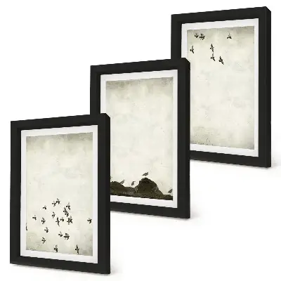 Billeder med rammer minimalistisk kunst med fugle i flugt