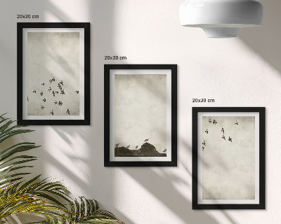 Pakke med billeder og rammer Fugle i flugt malet minimalistisk stil