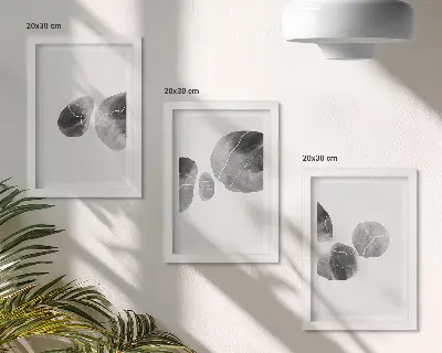 Billedvæg med abstrakt minimalistisk maleri med malingspletter
