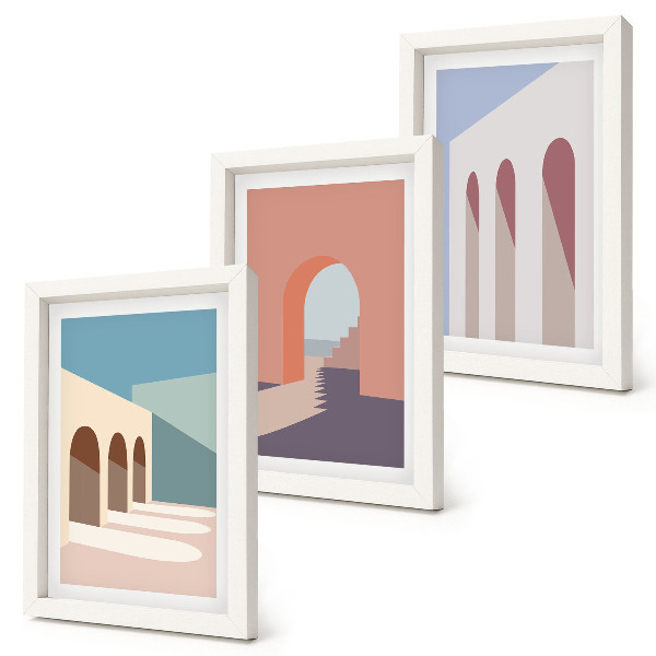 Moderne billedsæt Pastel minimalistisk grafik af byarkitektur