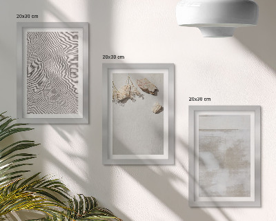 Pakke med billeder og rammer Sand, sten og slidt tekstur i boho-stil