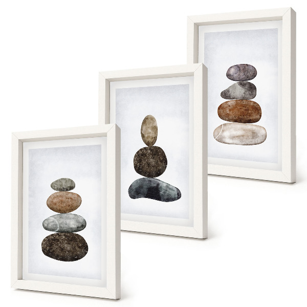 Moderne billedsæt Stakke af sten minimalistisk boho maleri
