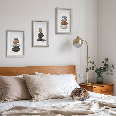 Moderne billedsæt Stakke af sten minimalistisk boho maleri