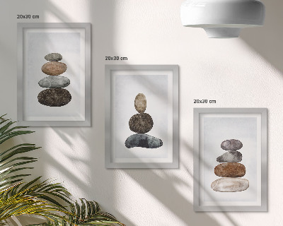 Moderne billedsæt Stakke af sten minimalistisk boho maleri