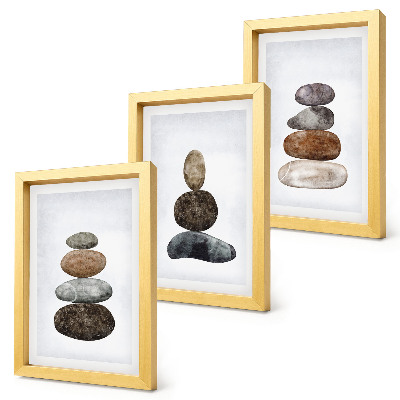 Moderne billedsæt Stakke af sten minimalistisk boho maleri