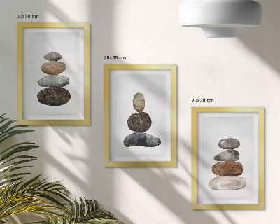 Moderne billedsæt Stakke af sten minimalistisk boho maleri