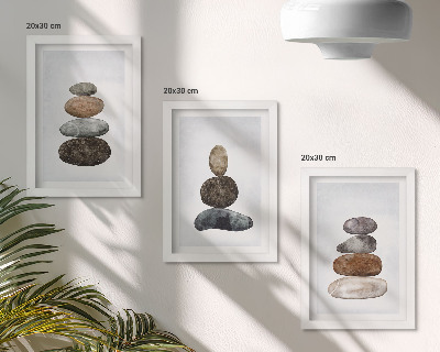 Moderne billedsæt Stakke af sten minimalistisk boho maleri