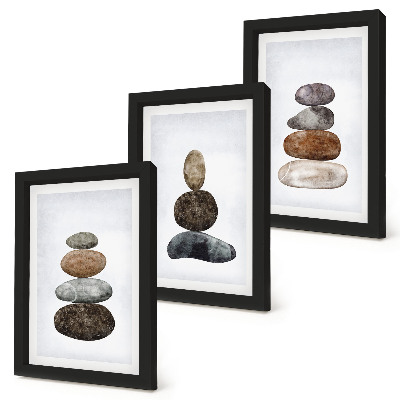 Moderne billedsæt Stakke af sten minimalistisk boho maleri