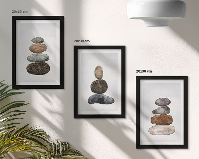 Moderne billedsæt Stakke af sten minimalistisk boho maleri