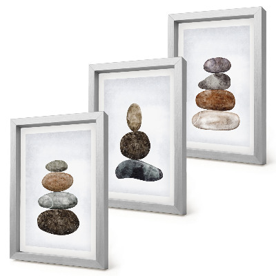 Moderne billedsæt Stakke af sten minimalistisk boho maleri