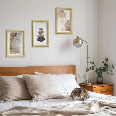 Billedrammer med abstrakte motiver i pastelfarver pakke med billeder og rammer med struktur