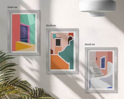 Billedvæg Farverige illustrationer af moderne bygninger