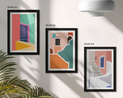 Billedvæg Farverige illustrationer af moderne bygninger