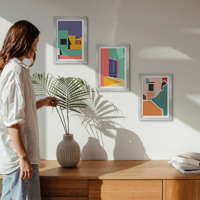 Moderne billedsæt Farverige illustrationer af byen i moderne stil