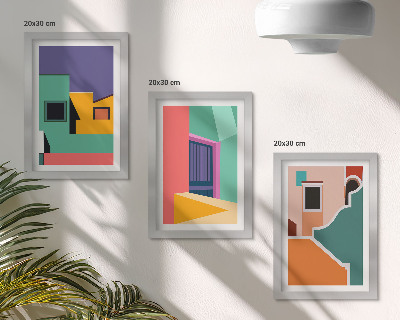 Moderne billedsæt Farverige illustrationer af byen i moderne stil