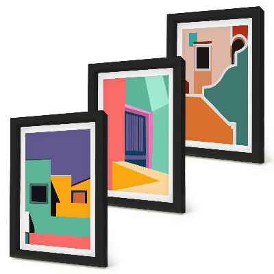 Moderne billedsæt Farverige illustrationer af byen i moderne stil