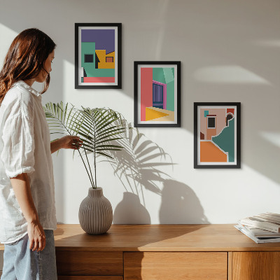 Moderne billedsæt Farverige illustrationer af byen i moderne stil