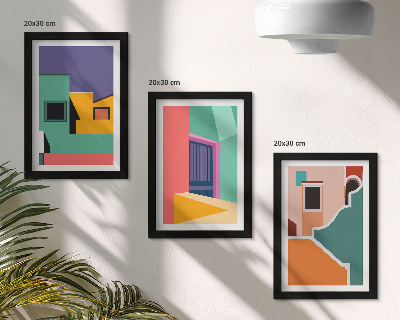 Moderne billedsæt Farverige illustrationer af byen i moderne stil